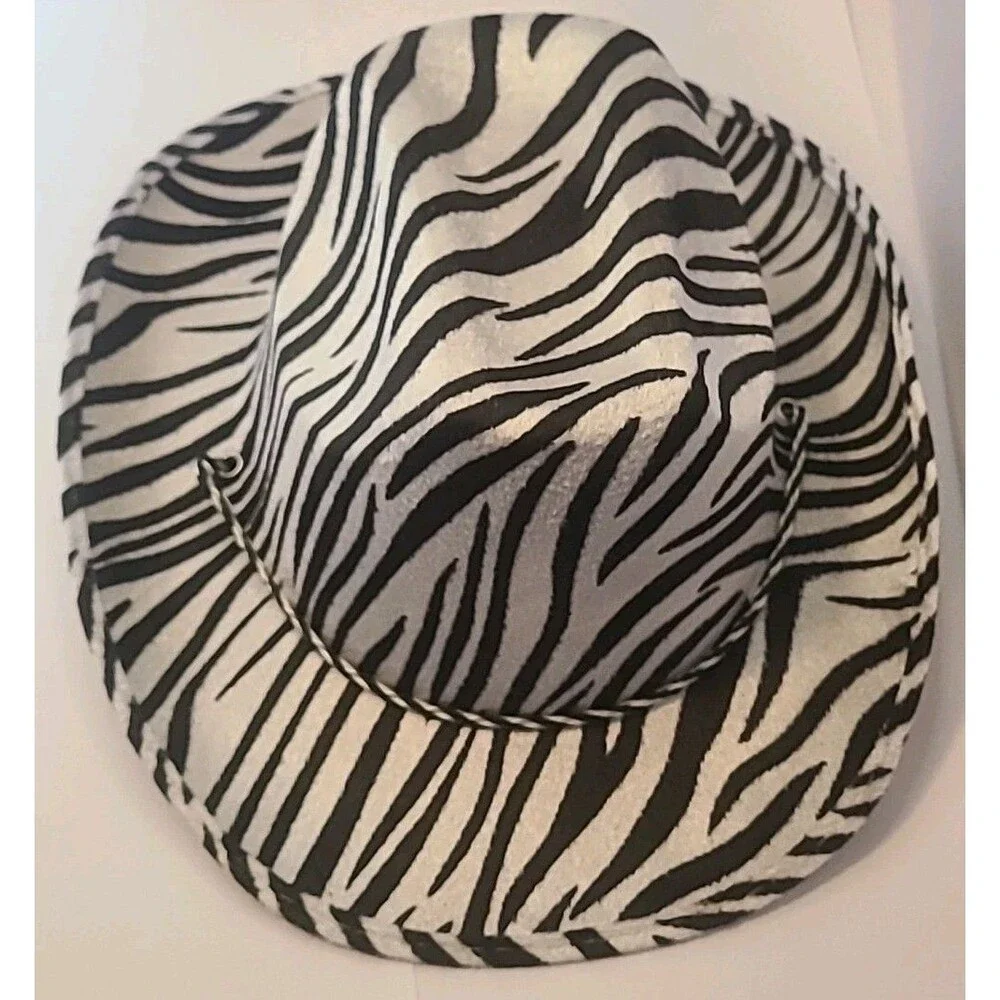 Men Women Cowboy Hats Zebra  Print Sunhat Adult Size Rave Cow Girl Hat Cap